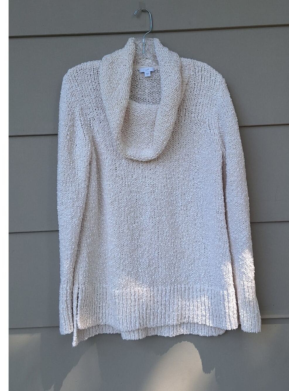 J. Jill Cotton Blend Chenille Cowl Neck Casual Coastal Cream Sweater size M